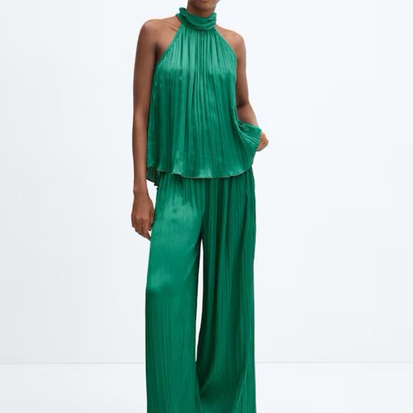 MANGO NWT Halter-neck pleated top - Picture 2 of 15